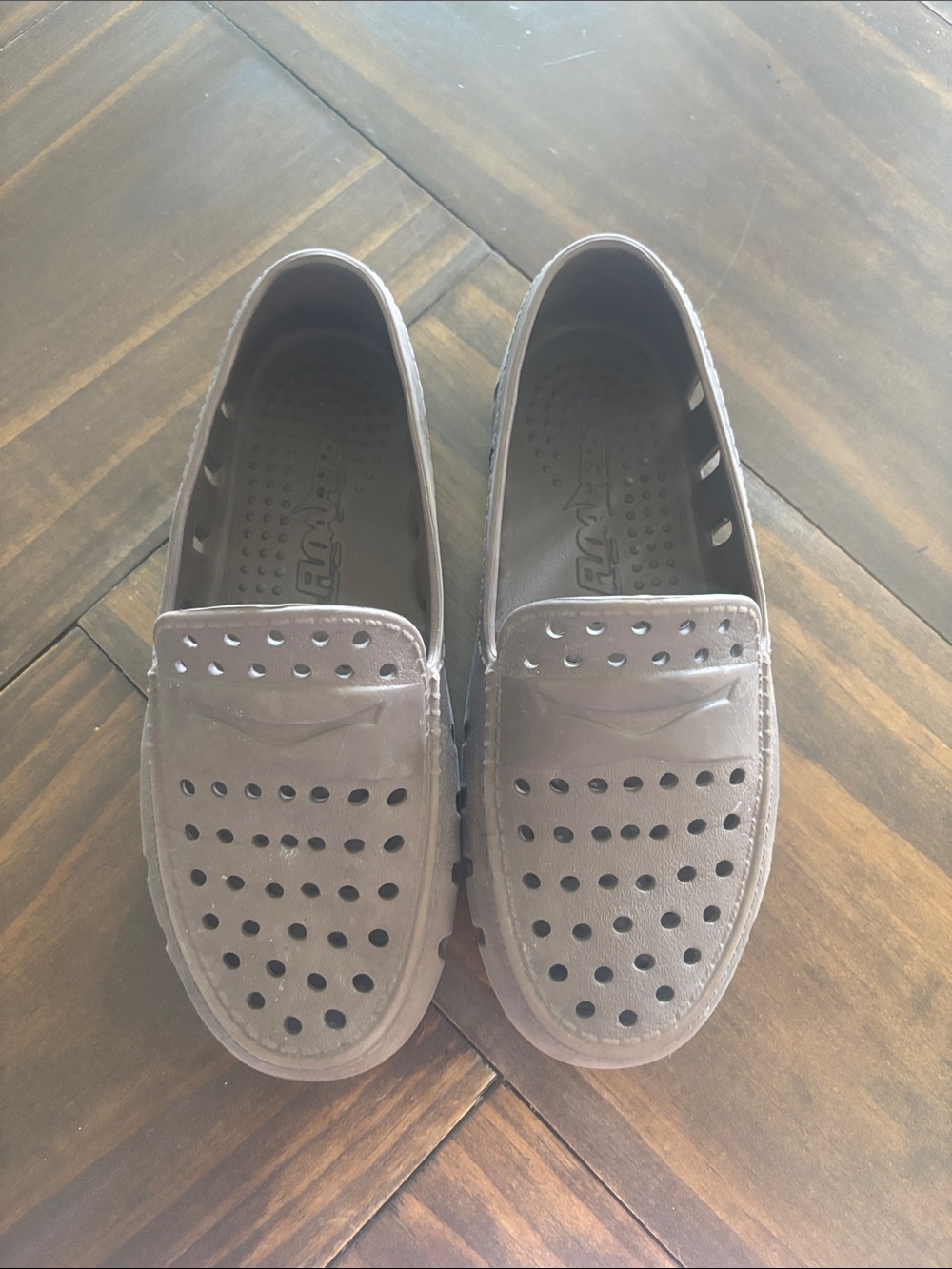 Kids Breathable Perforated Slip-On Loafers - Brown